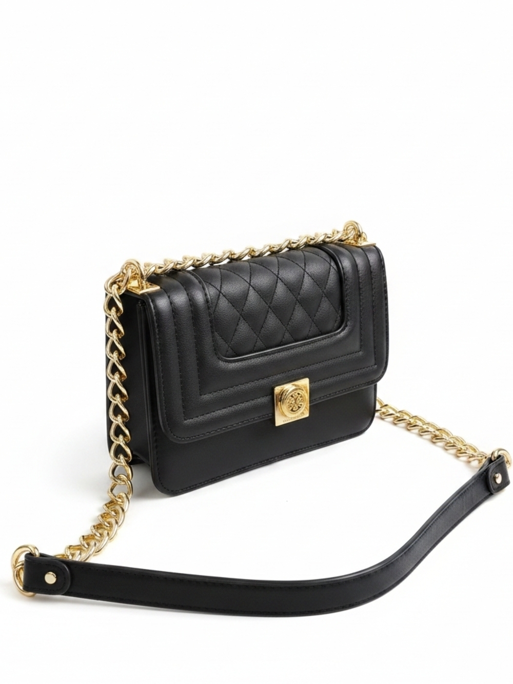 Christian Lacroix Black Quilted Chain Shoulder Bag Gold Hardware Designer Style